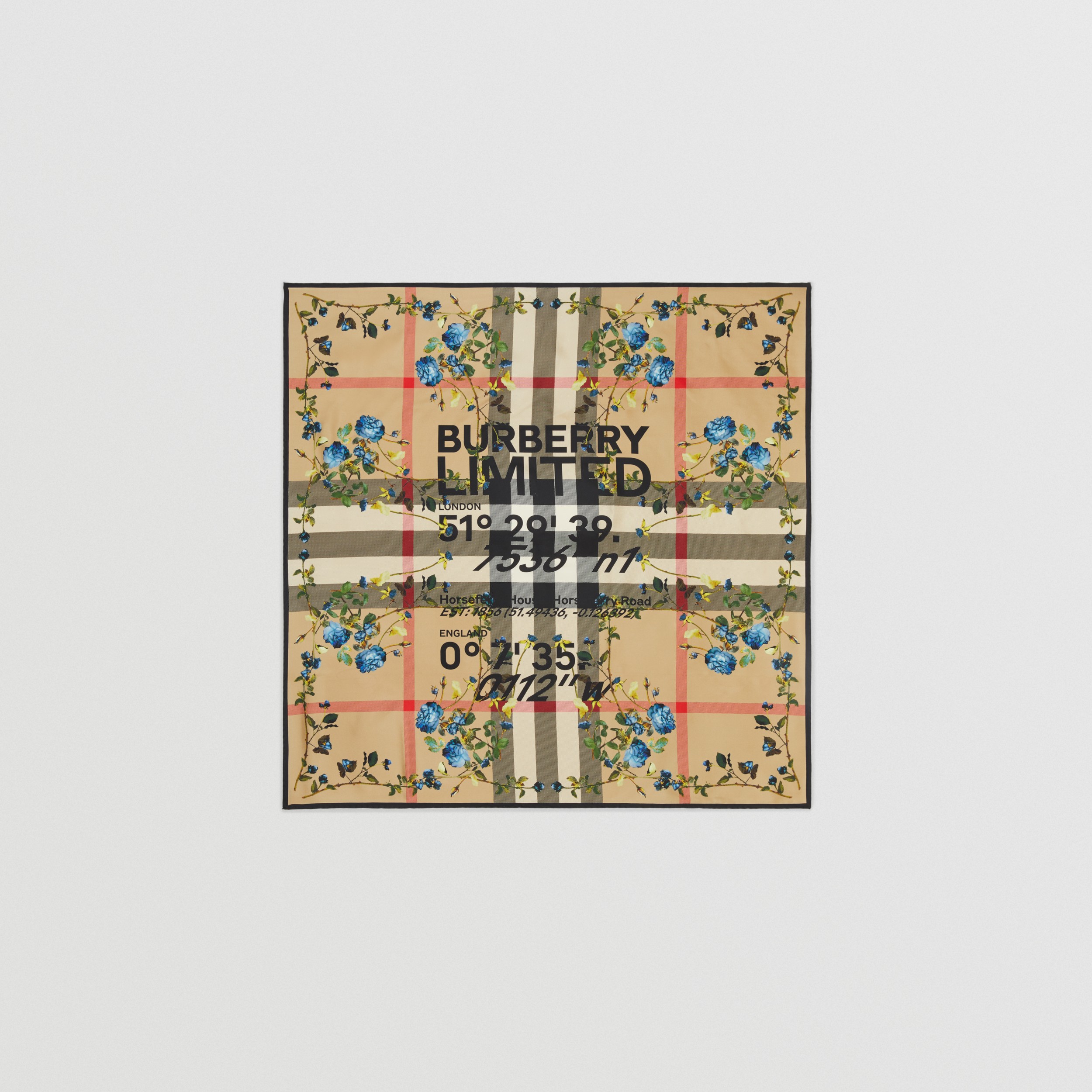 Montage Print Silk Square Scarf in Archive Beige | Burberry® Official - 1