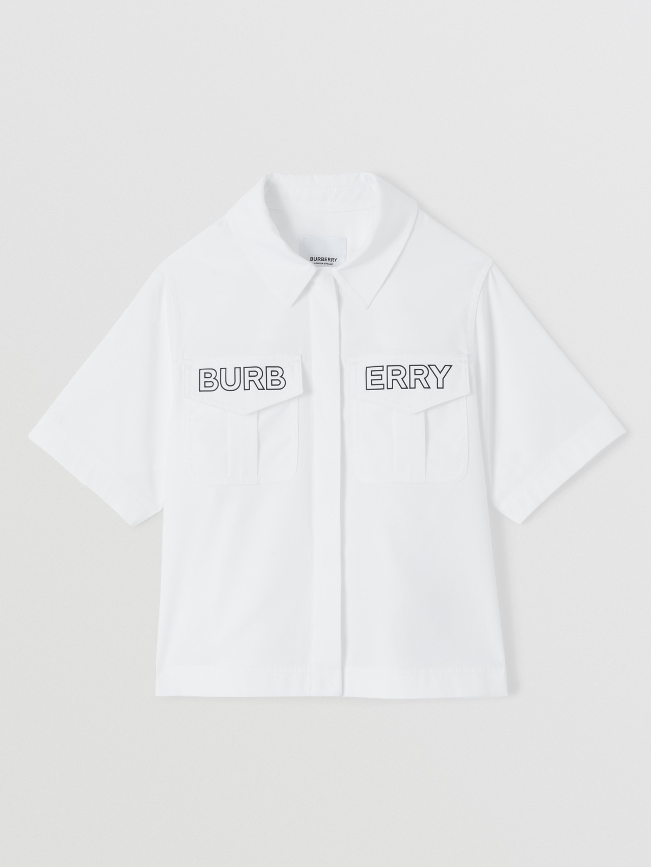 Logo Print Cotton Poplin Shirt Dress in White | Burberry® Official