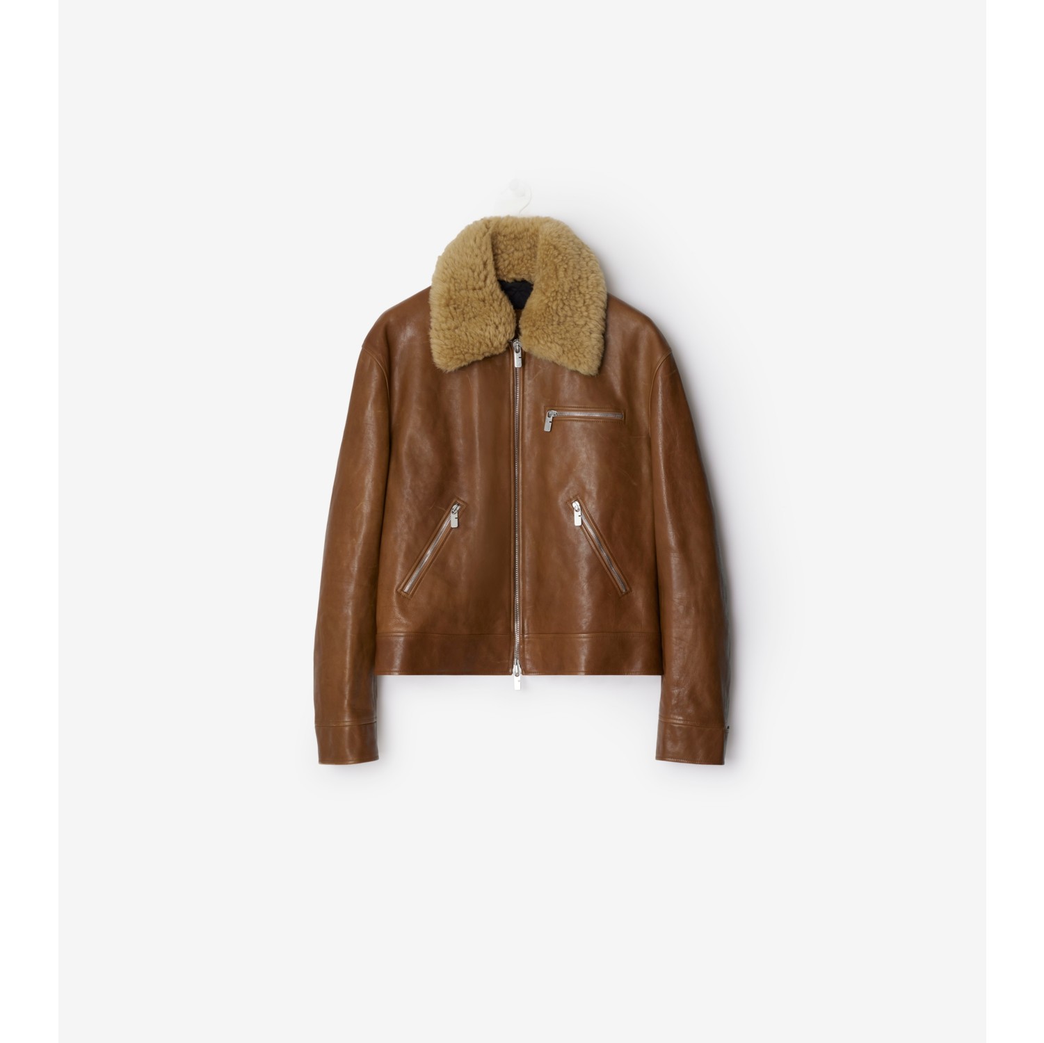 Shearling Collar Leather Jacket