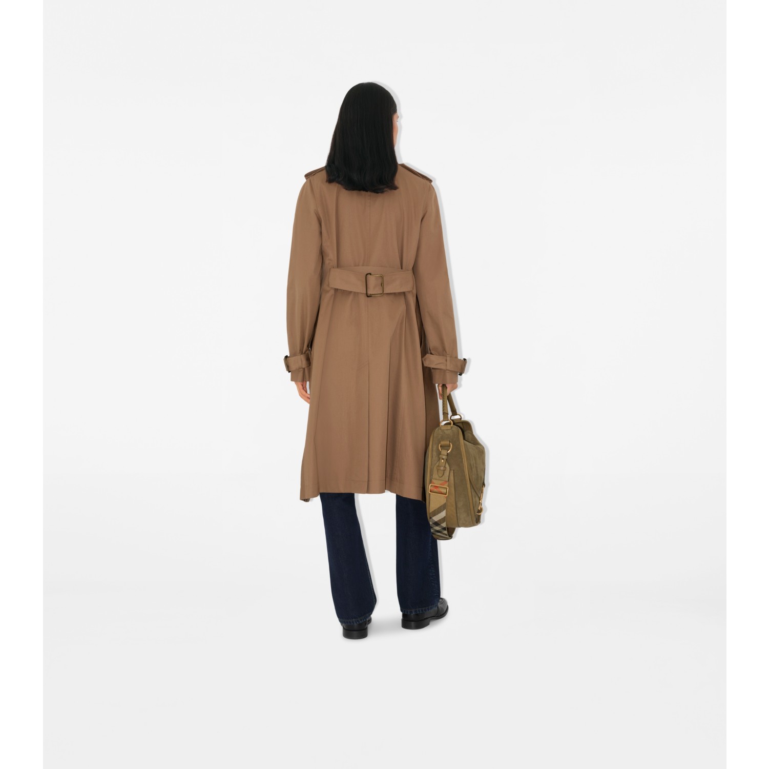 Long Gabardine Scarf Trench Coat