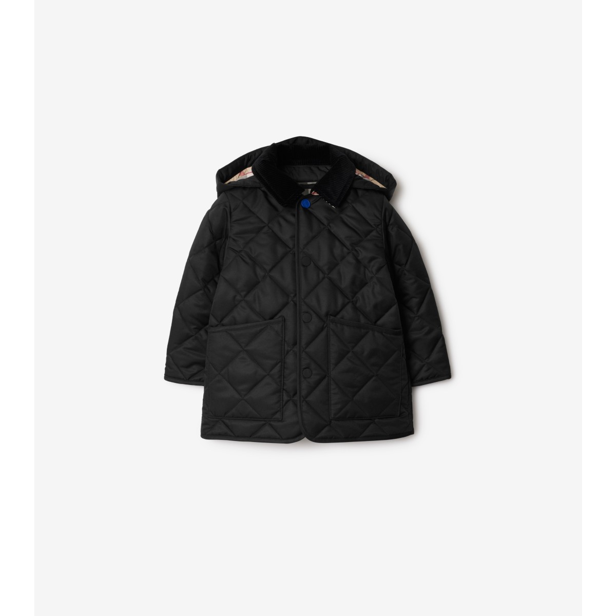 Shop Burberry Childrens Quilted Coat In Black