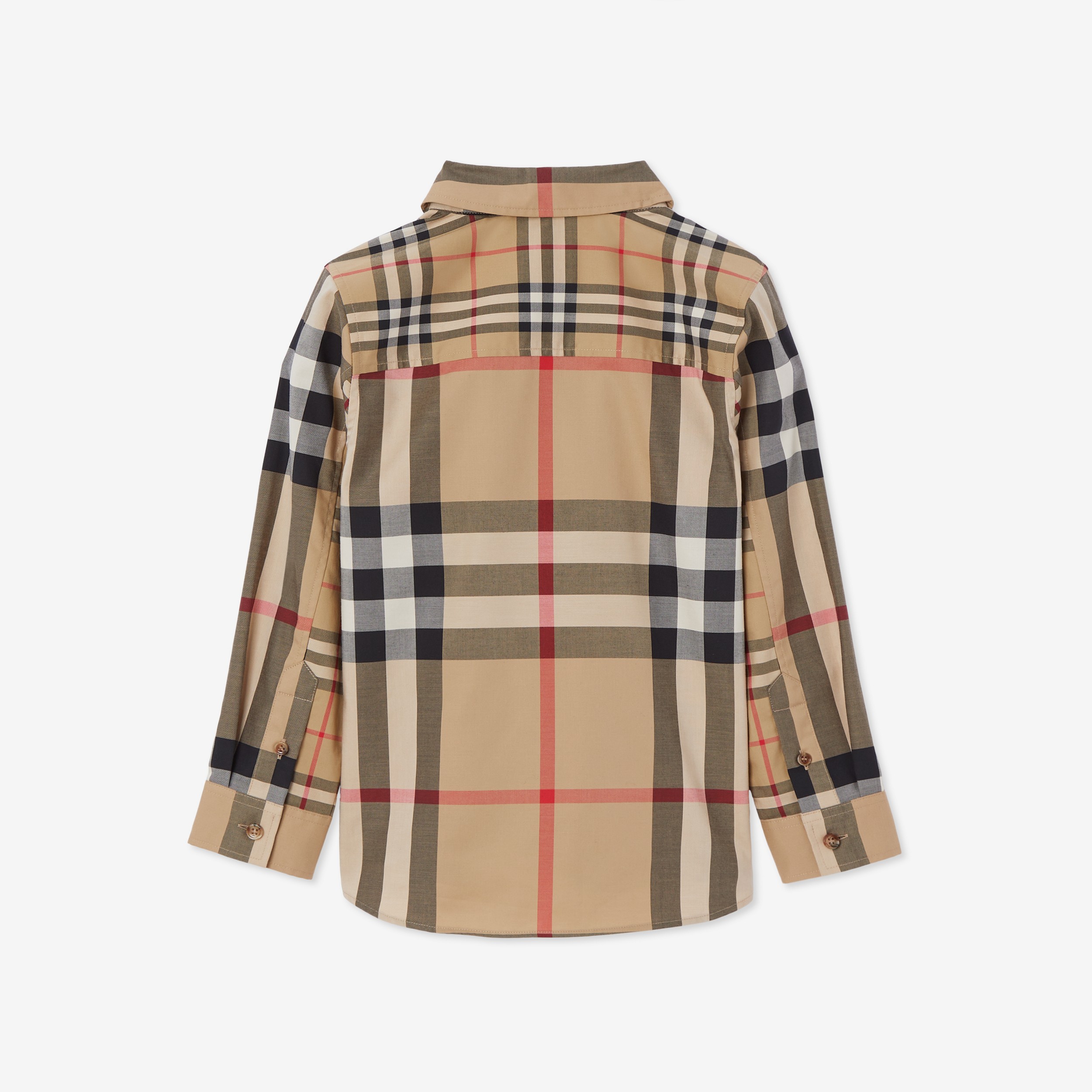 Camisa de algodão stretch com patchwork xadrez (Bege Clássico) | Burberry® oficial - 2