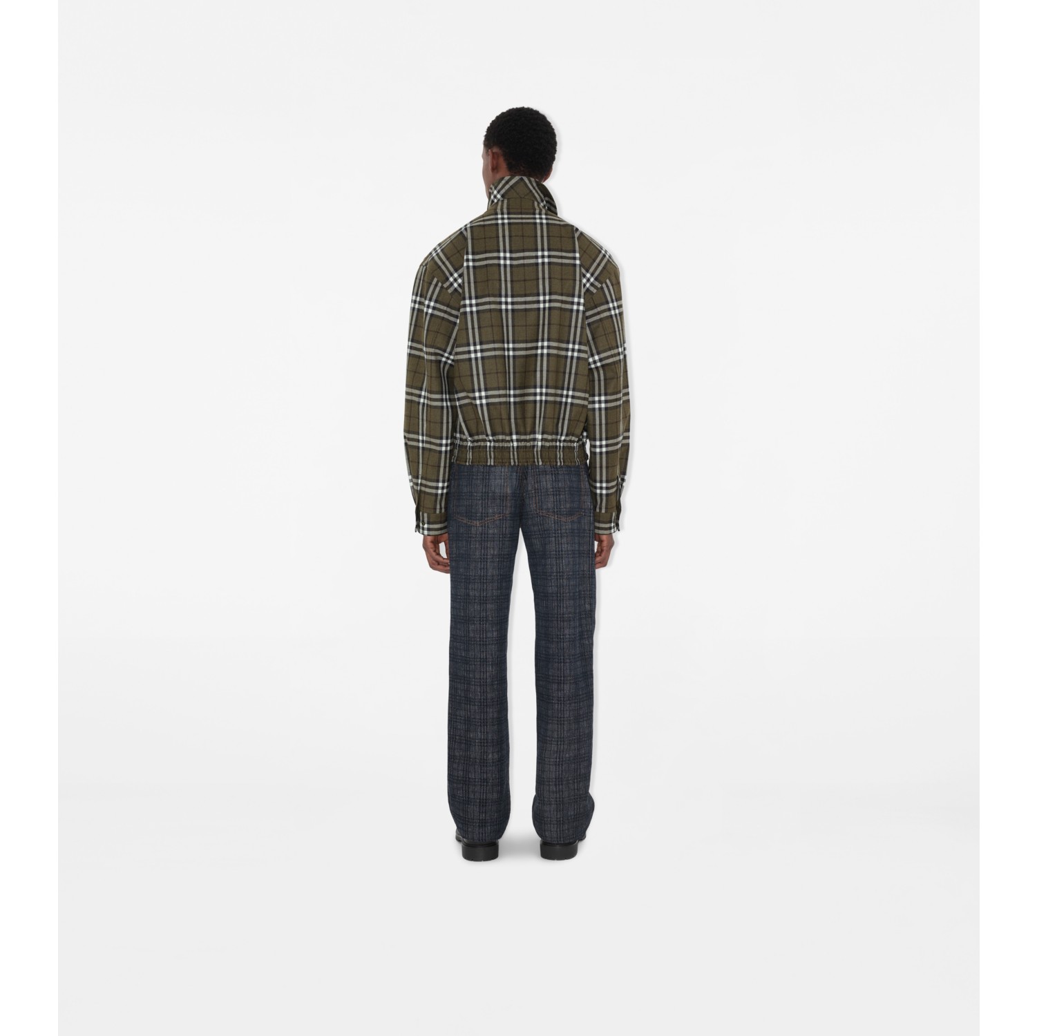 Check Bonded Wool Harrington Jacket