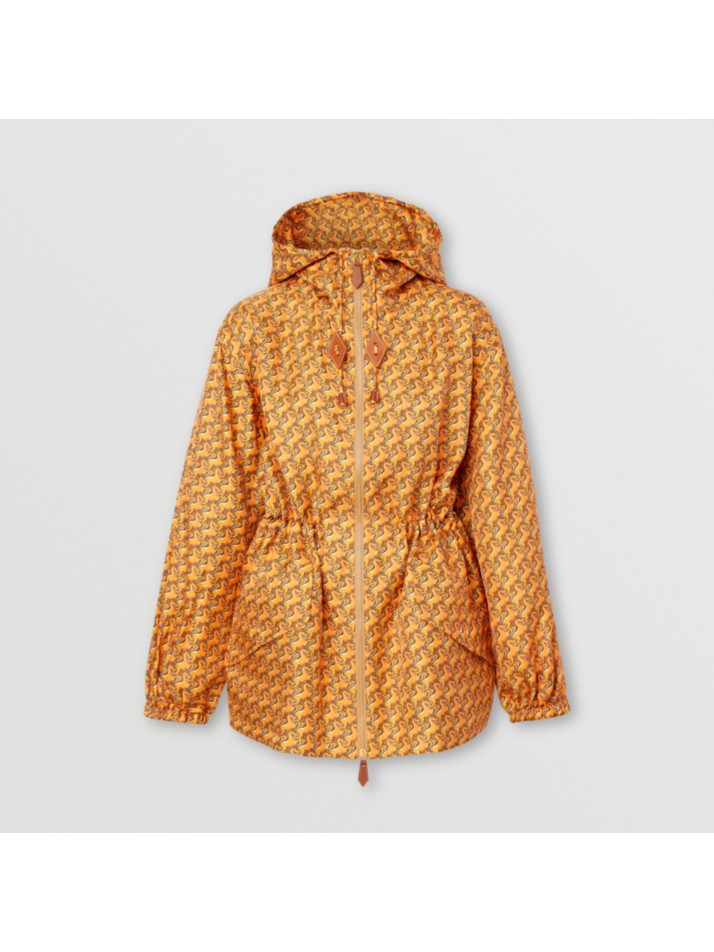 独角兽印花丝质斜纹连帽外套