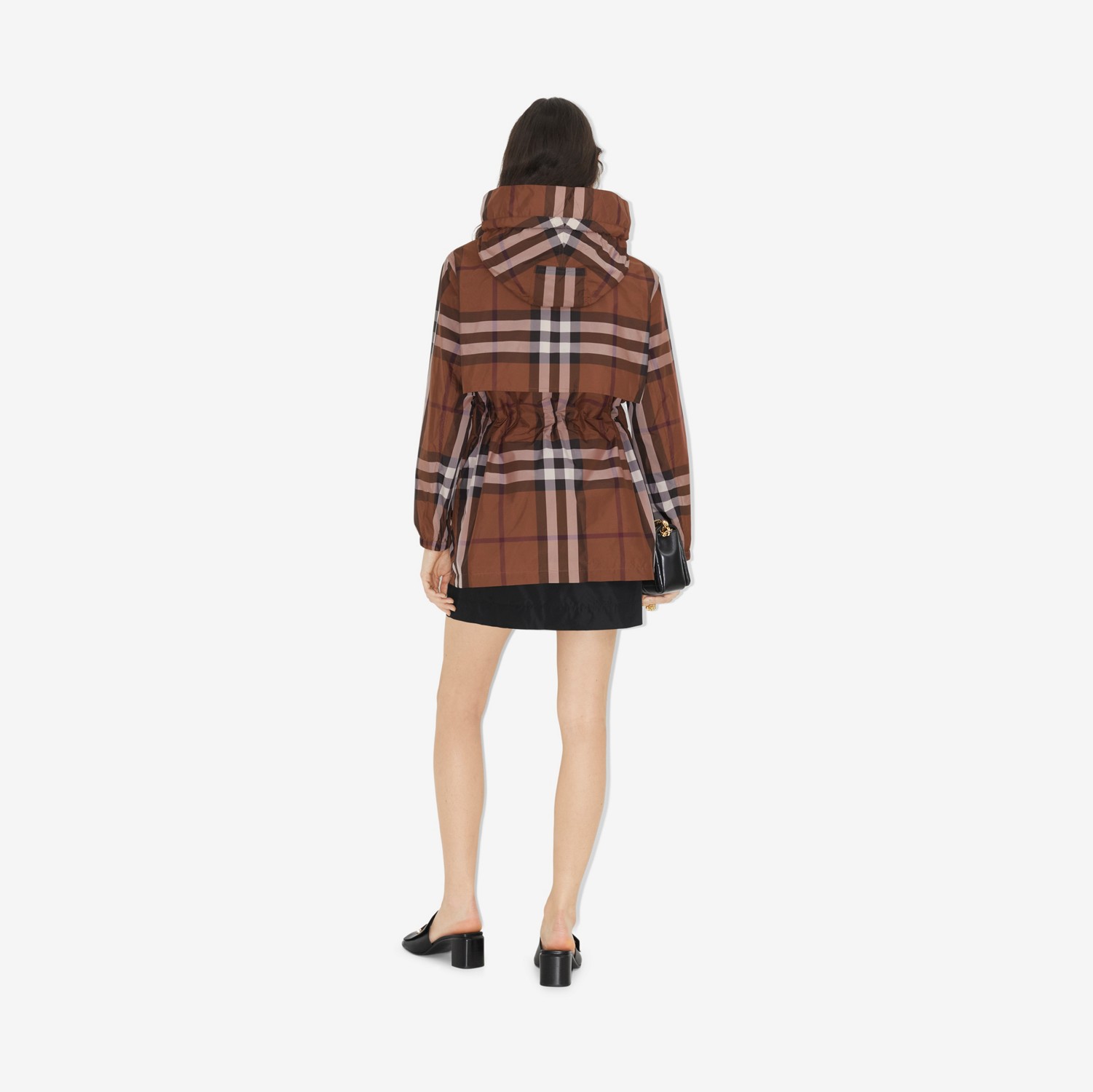 체크 후드 재킷 (다크 버치 브라운) - 여성 | Burberry®