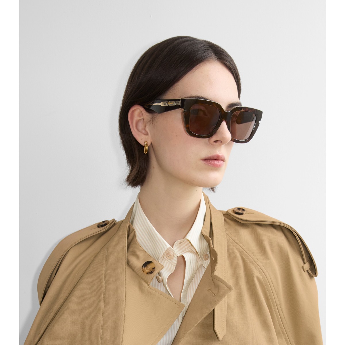  Check Inlaid Square Sunglasses