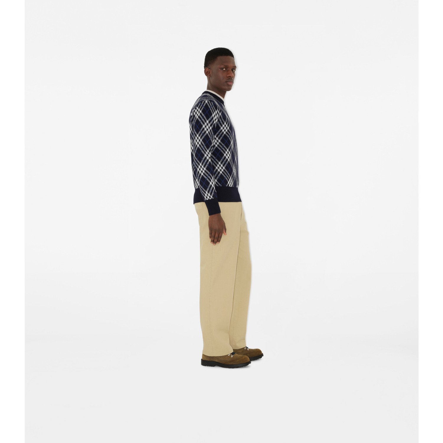 Check Wool Blend Sweater