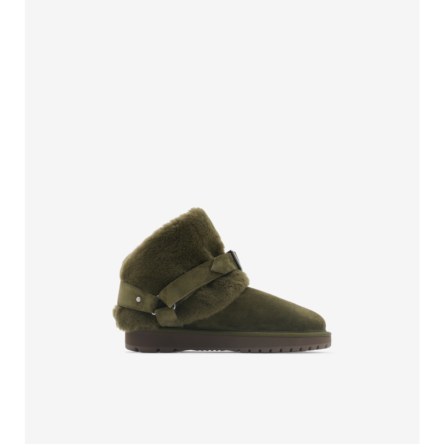 Suede and Shearling Chubby Boots in Loch Women Burberry Official