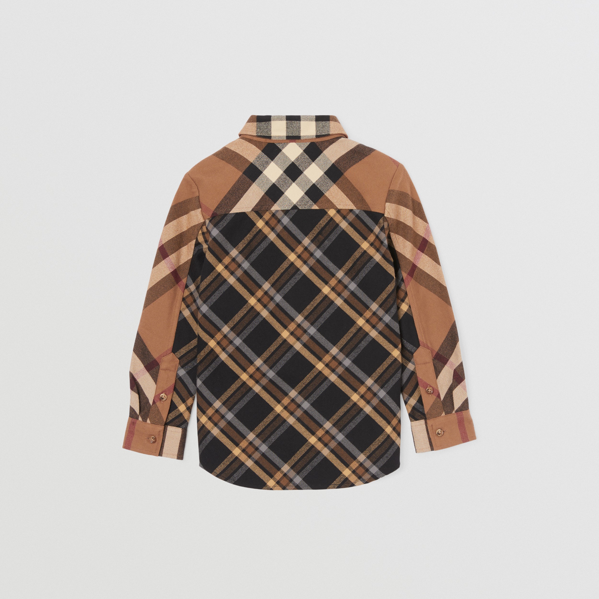 Patchwork Check Cotton Flannel Shirt in Birch Brown | Burberry® Official - 4
