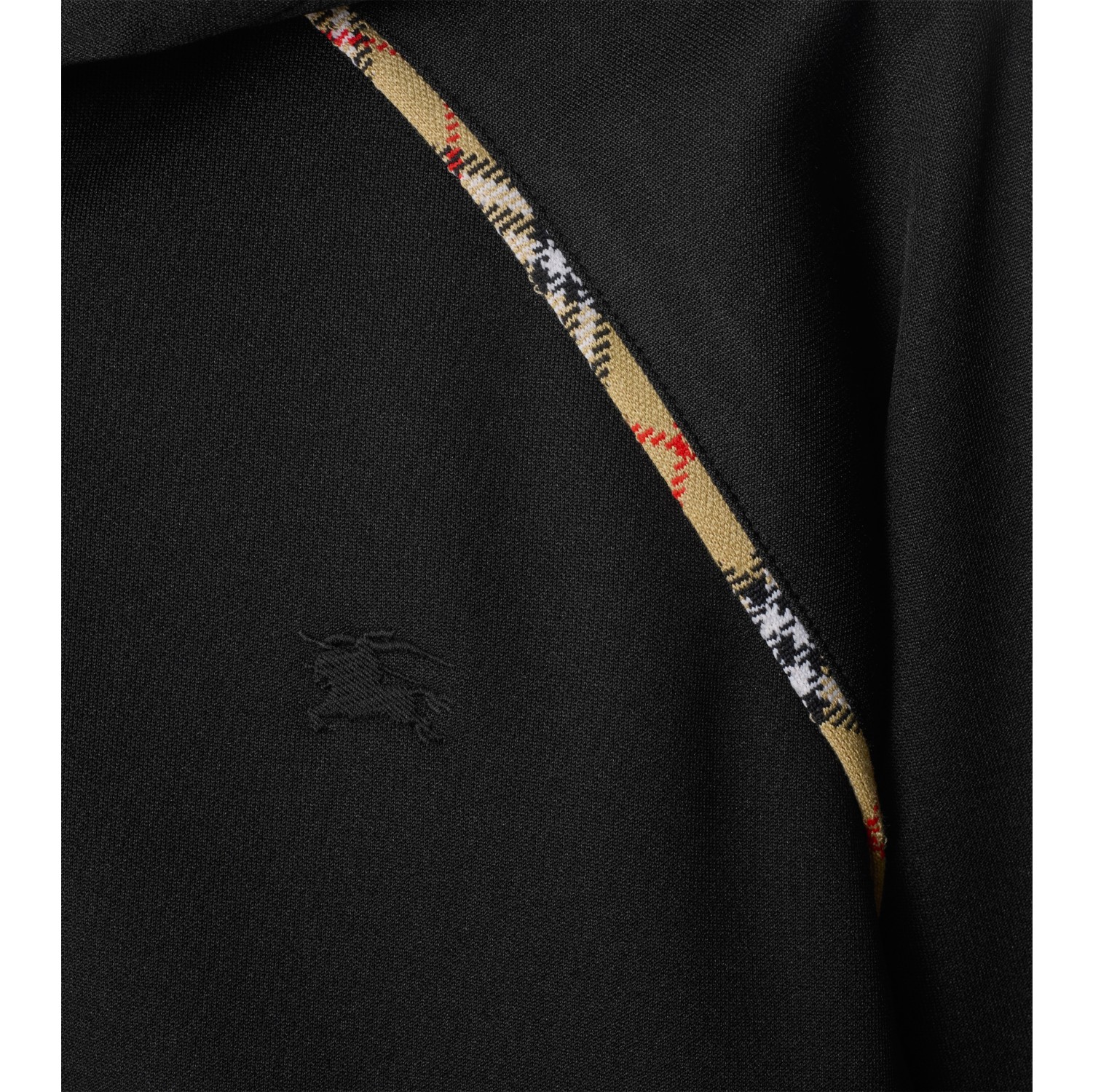 Check Trim Cotton Blend Zip Hoodie