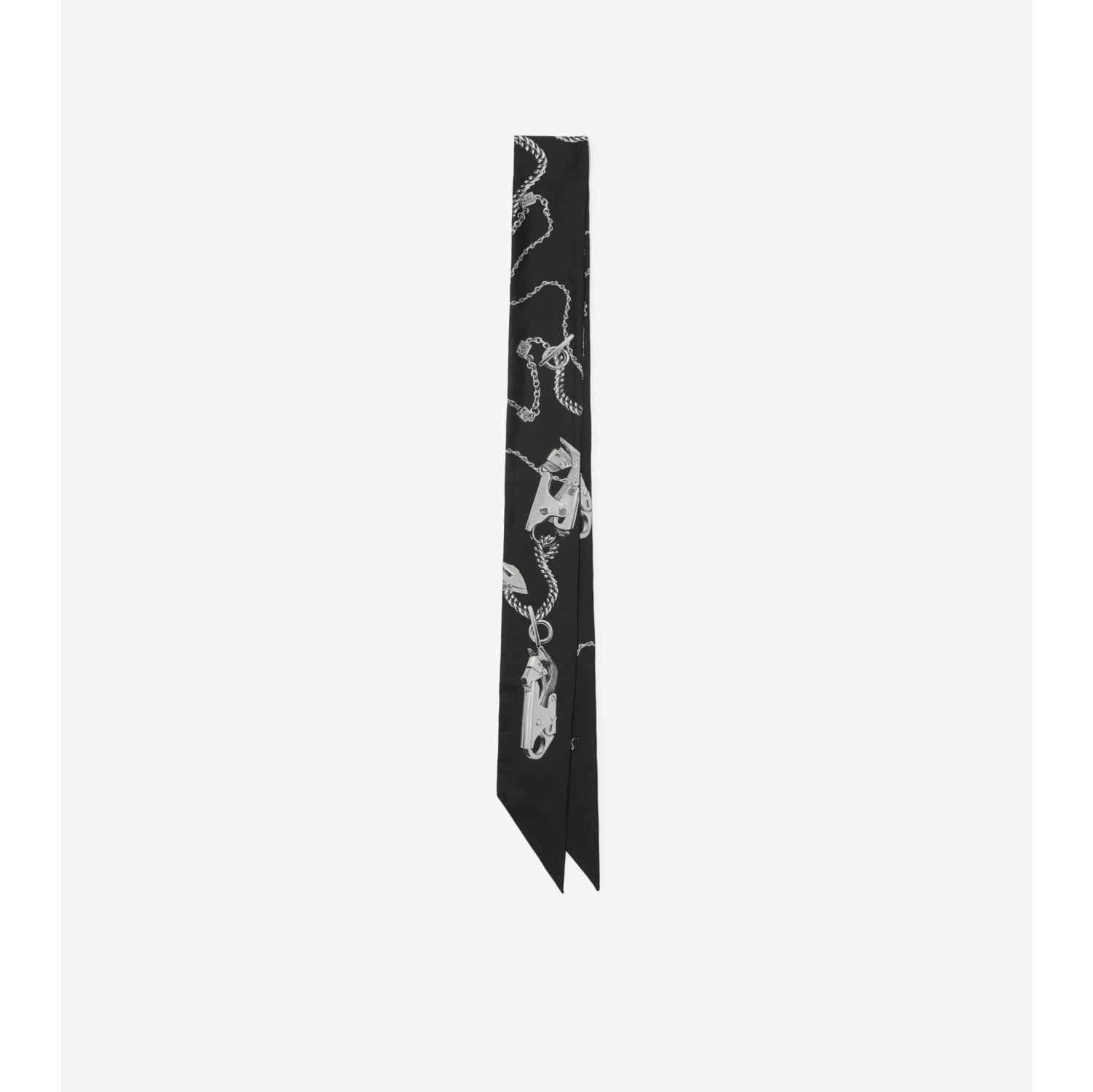 Skinny Knight Hardware Silk Scarf in Black/forest green | Burberry® Official
