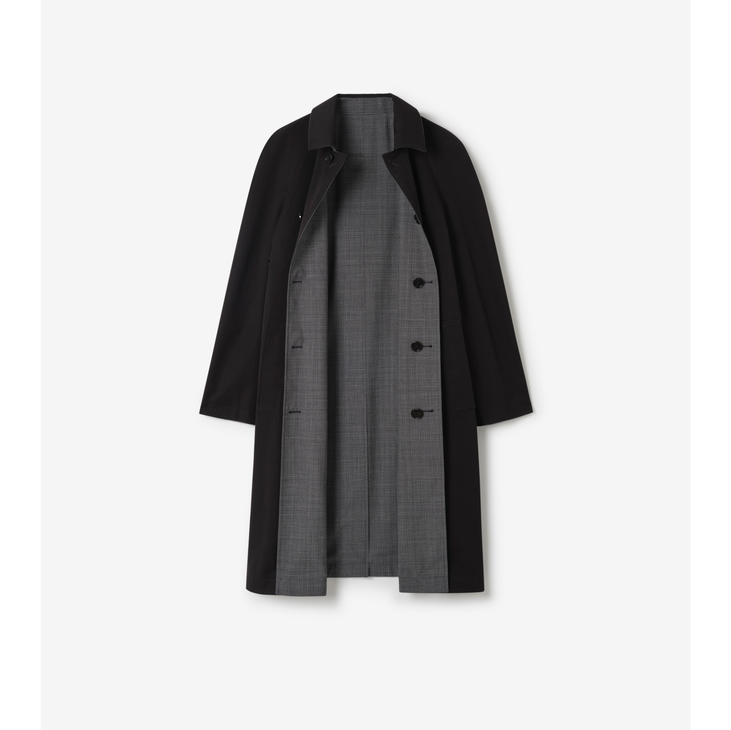 Long Reversible Check Wool Parkbury Car Coat in Silhouette blue