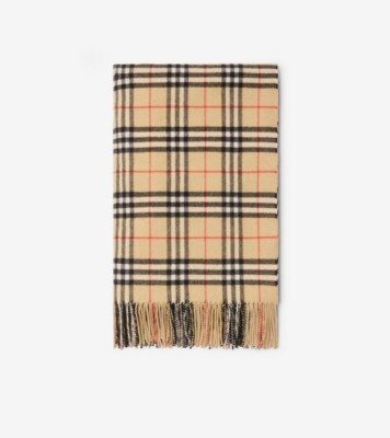Check Cashmere Blanket in Sand beige | Burberry® Official