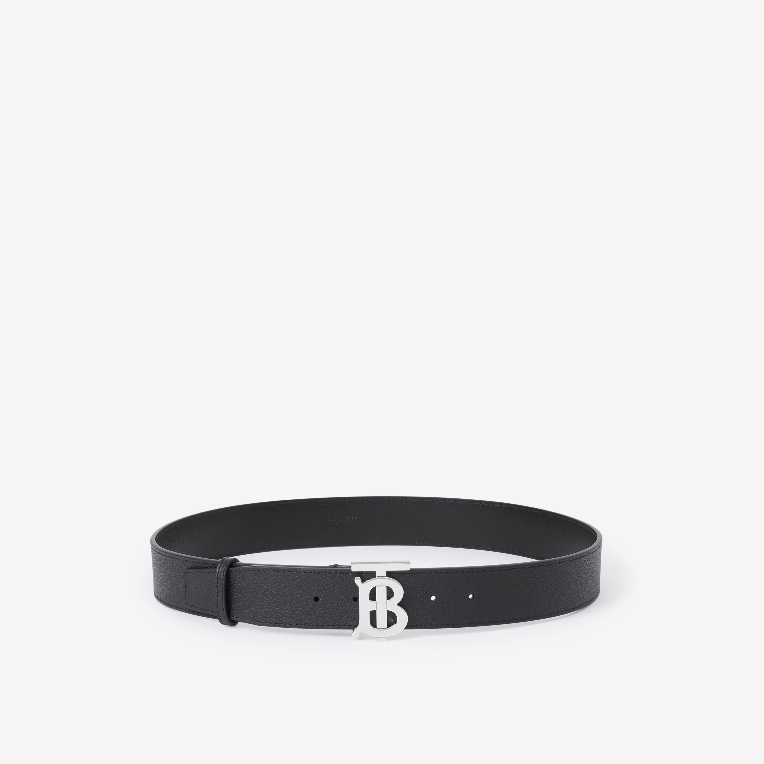 Leather Reversible Wide TB Belt in Black/silver - Men | Burberry® Official - 1