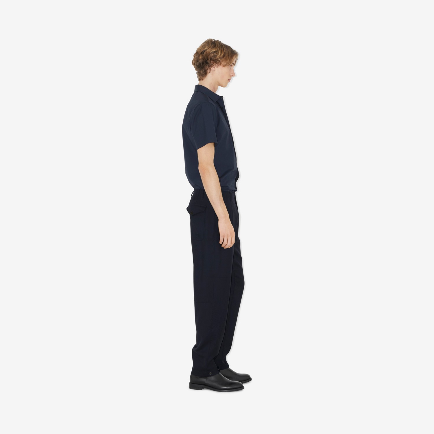 Camicia in cotone stretch con EKD ricamato (Navy) - Uomo | Sito ufficiale Burberry®