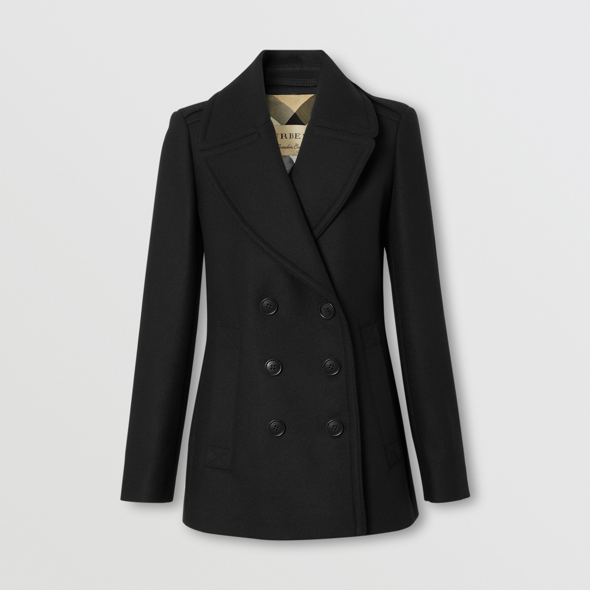 Wool Cashmere Blend Pea Coat in Black - Women | Burberry United States