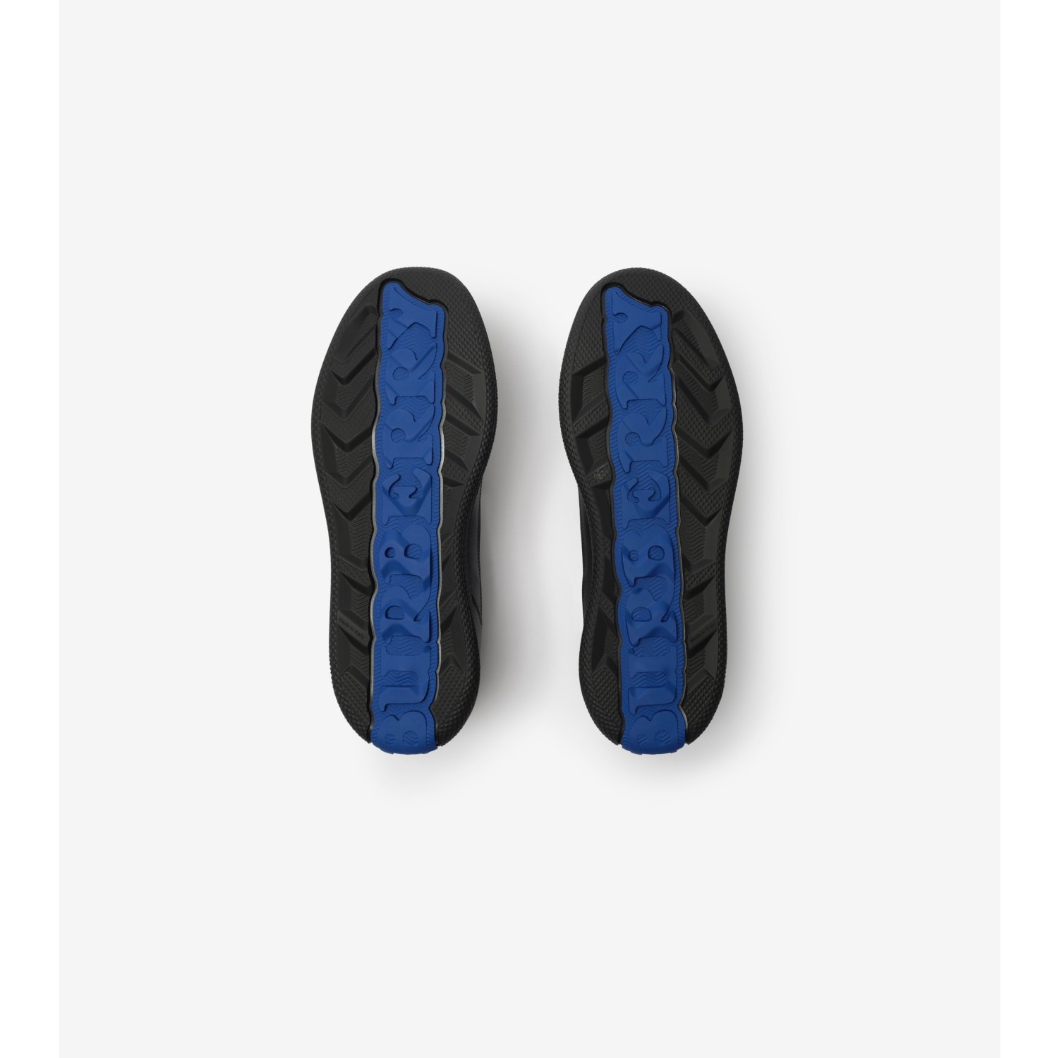 Leather and Check Terrace Sneakers​ in Black/wave blue - Men | Burberry® Official