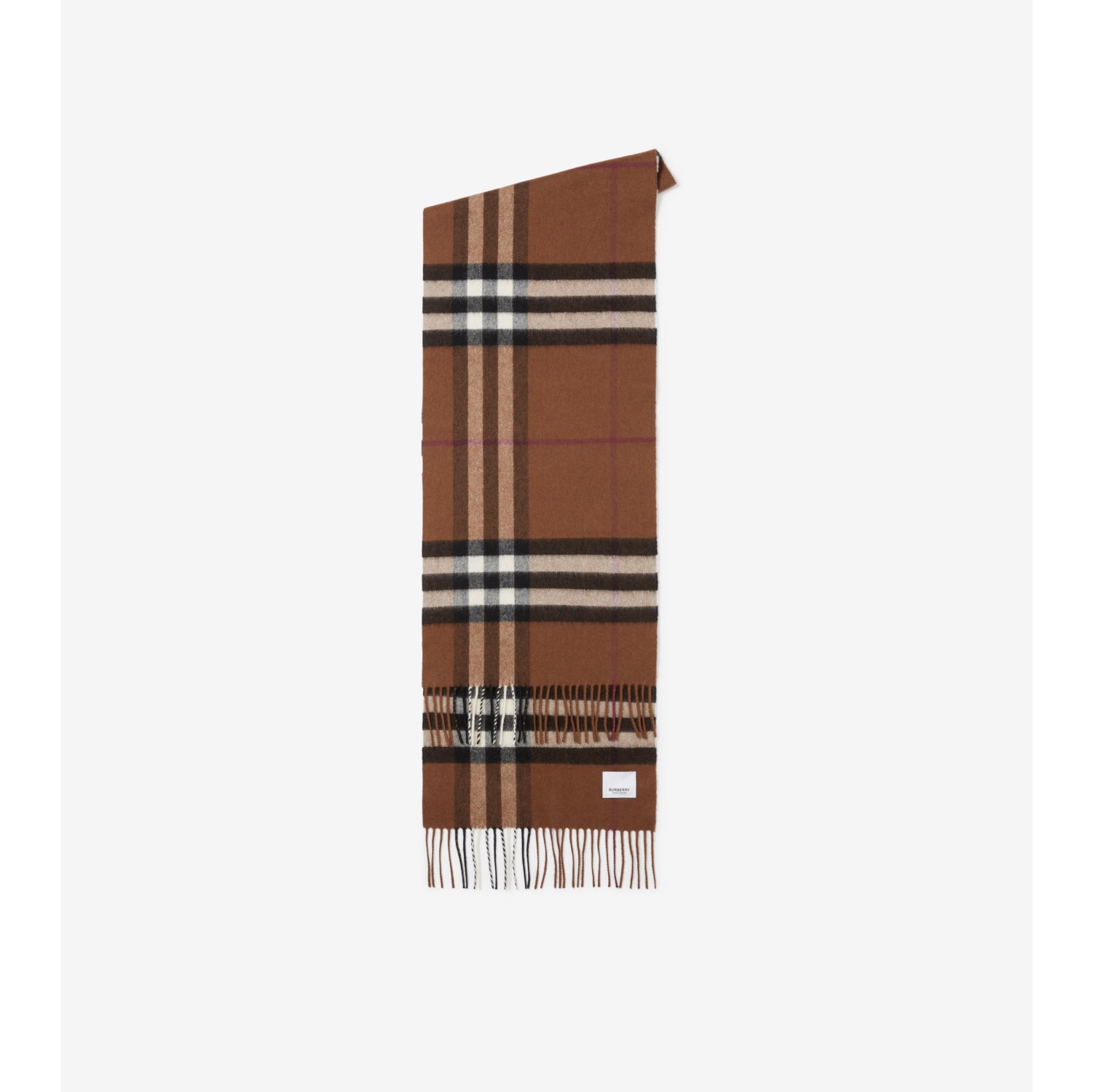 The Burberry Check Cashmere Scarf in Birch Brown