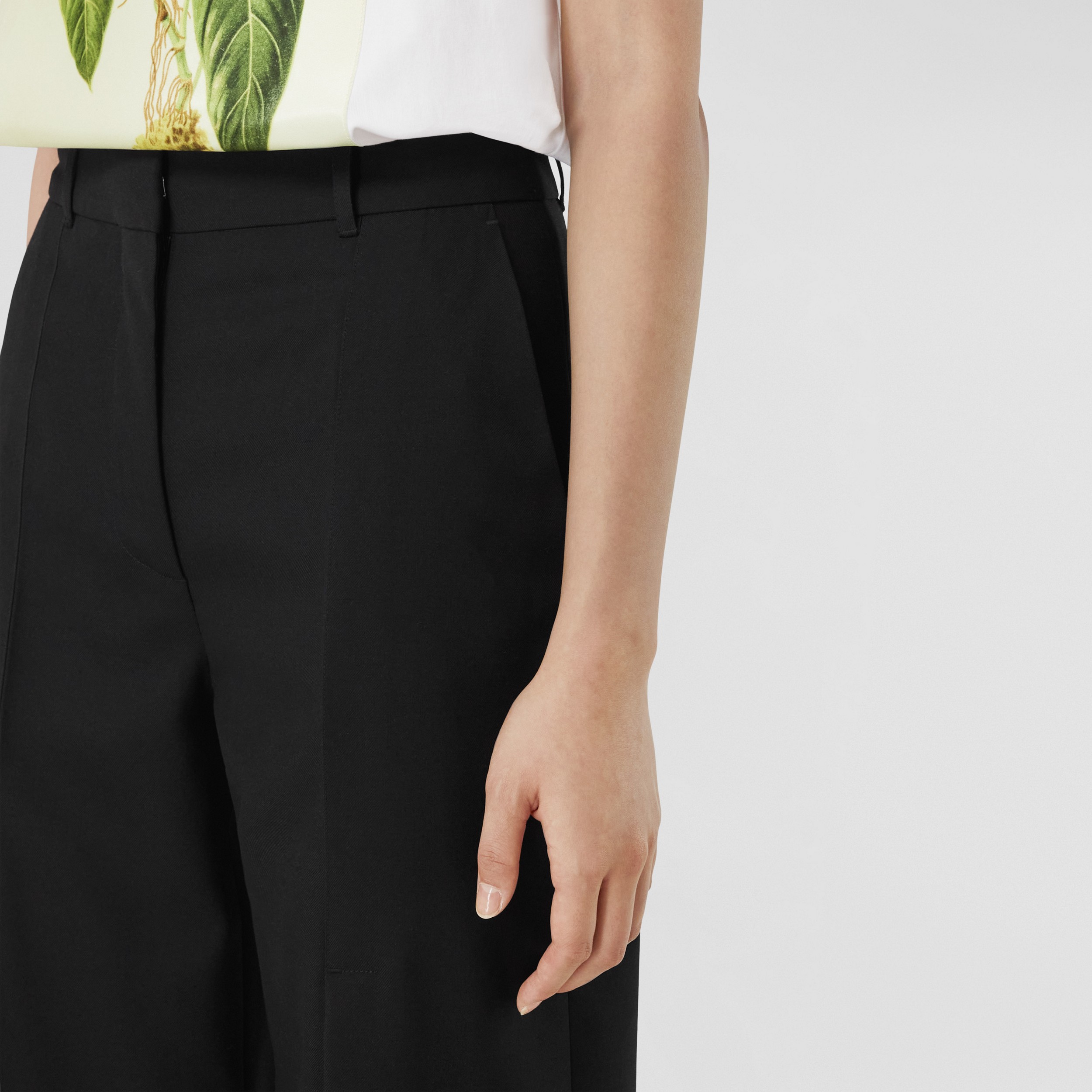 Split Detail Wool Wide-leg Trousers in Black - Women | Burberry® Official - 2