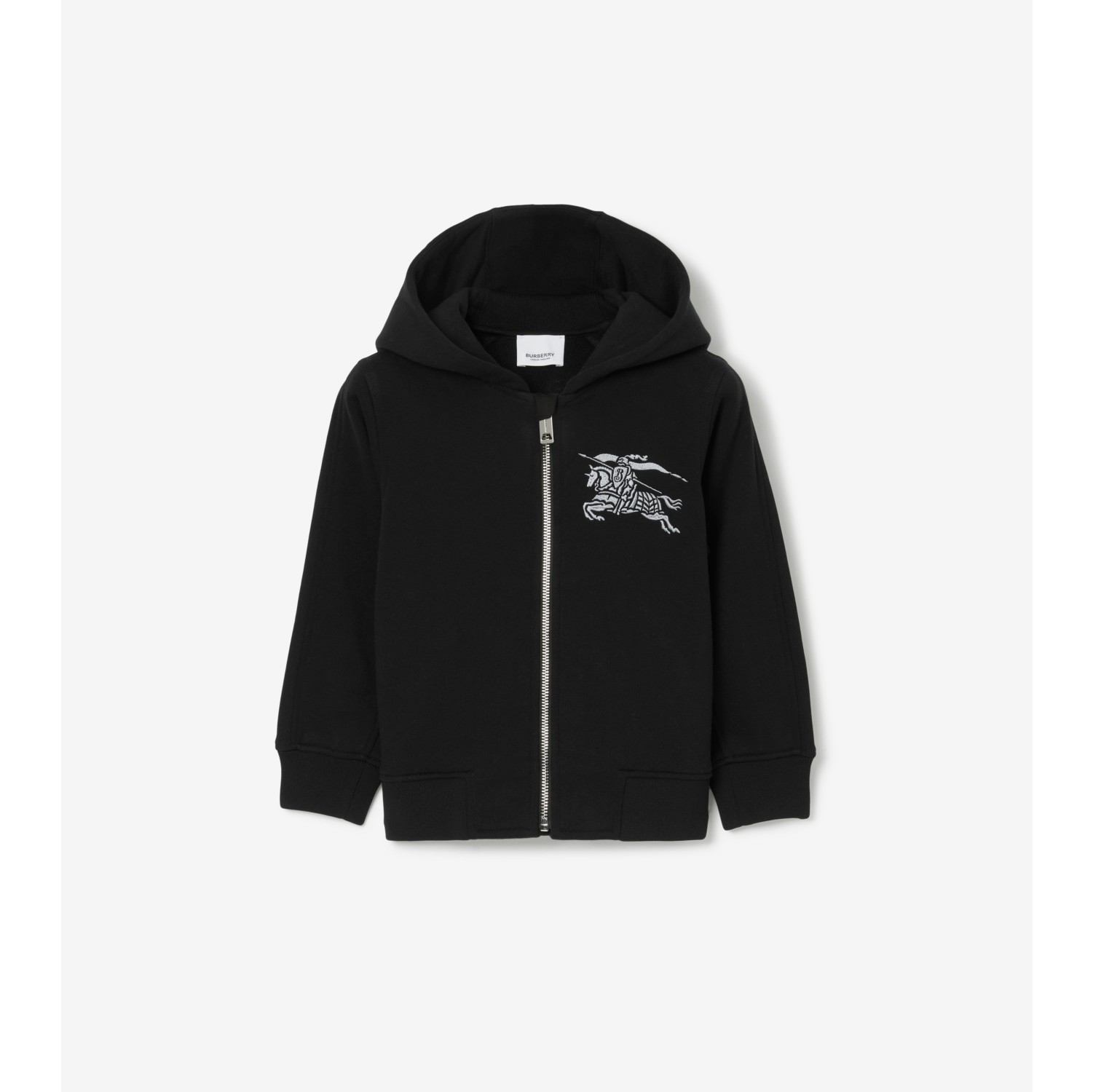 EKD Cotton Zip Hoodie in Black Burberry Official