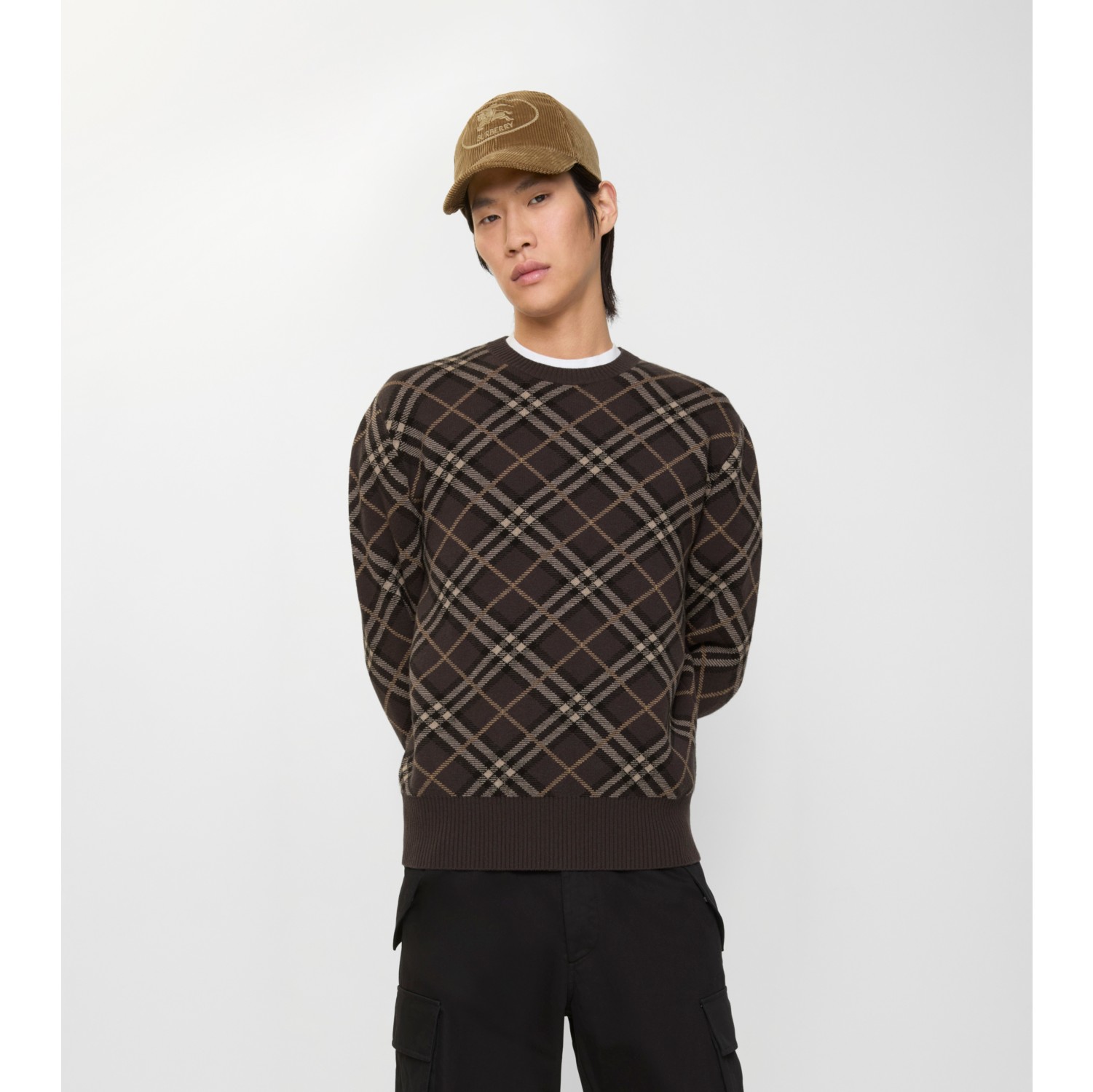 Check Wool Cashmere Blend Sweater