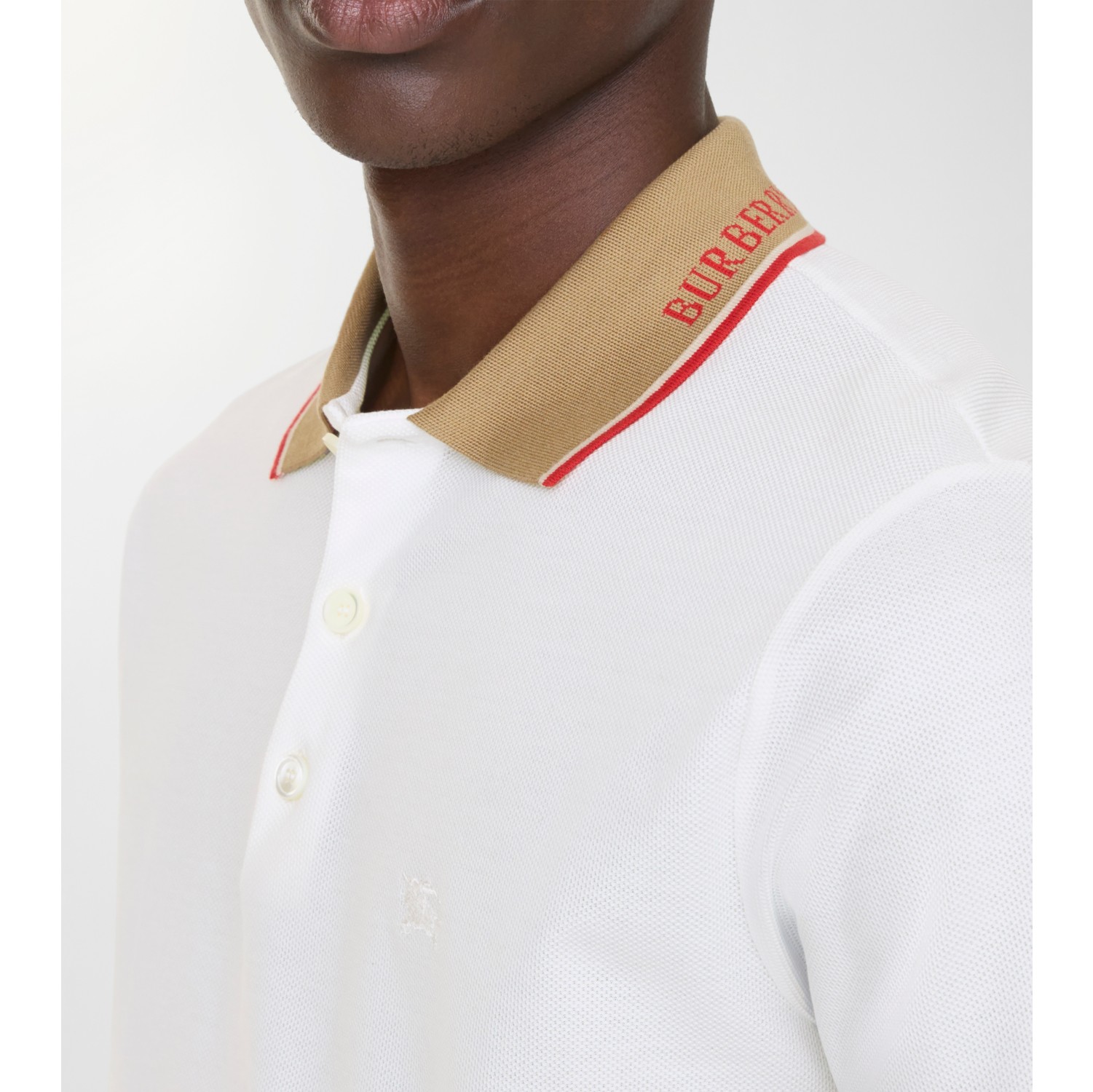 Logo Collar Cotton Polo Shirt in Chalk white - Men | Burberry® Official