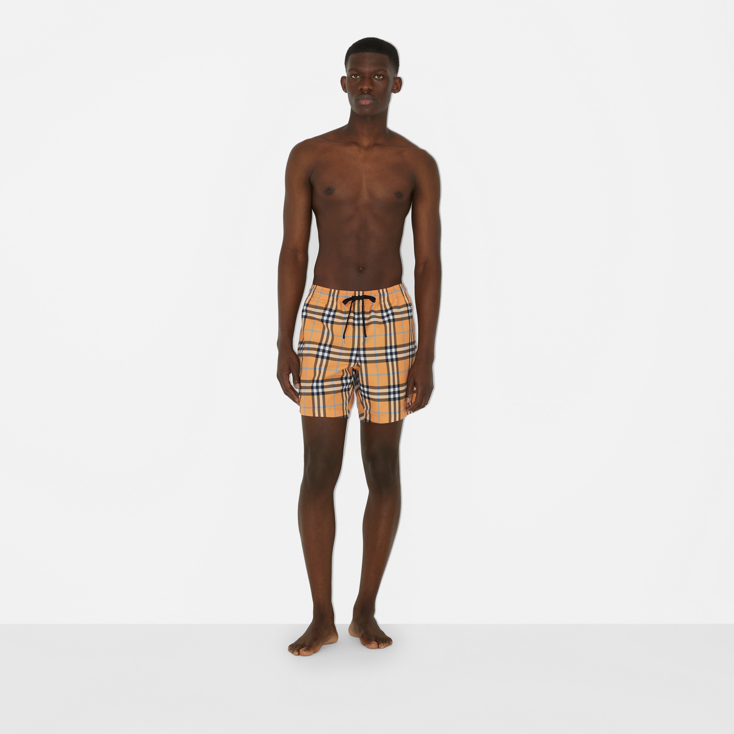 Check Drawcord Swim Shorts in Dusty Orange - Men | Burberry® Official - 2