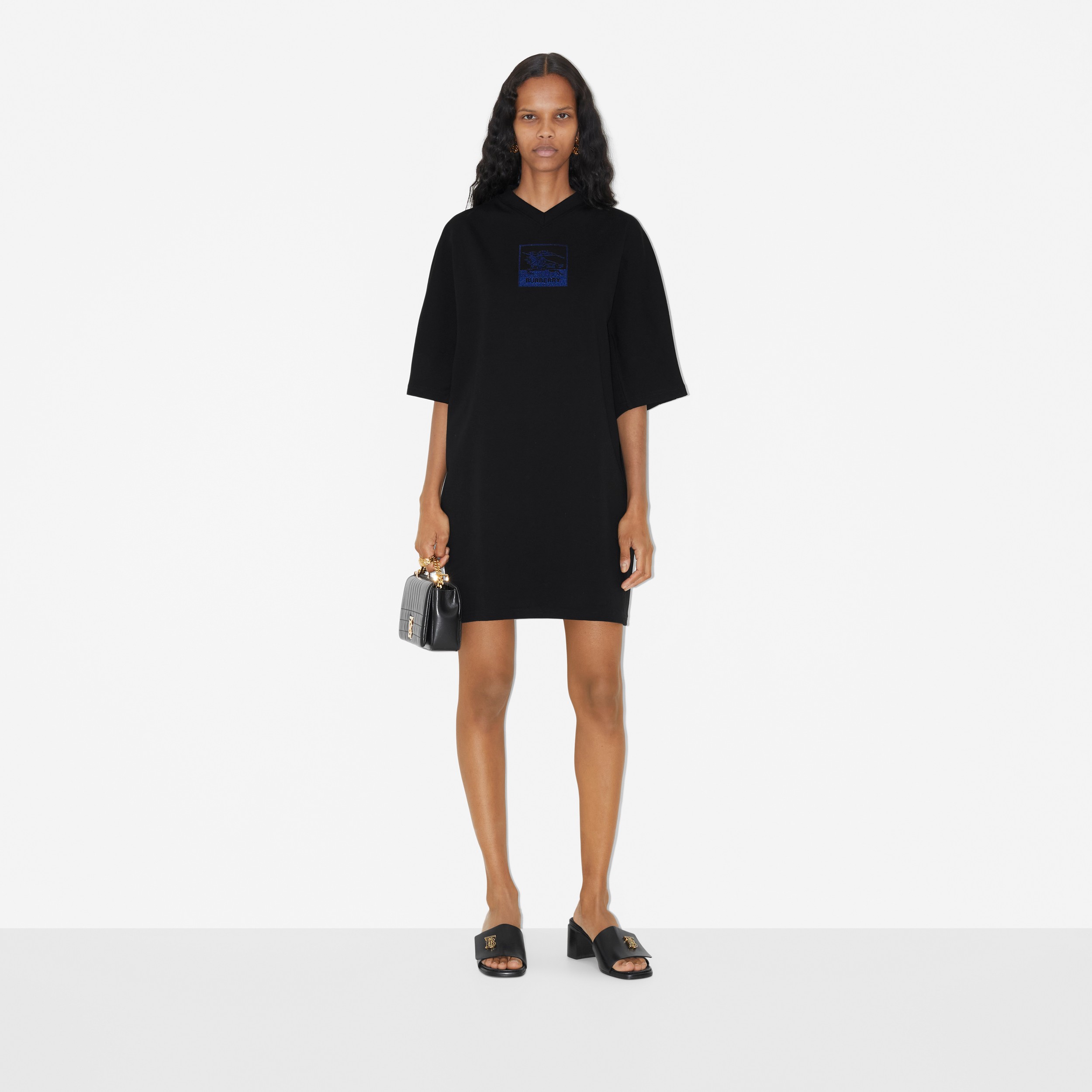 EKD Cotton Oversized T-shirt Dress in Black - Women | Burberry® Official - 2