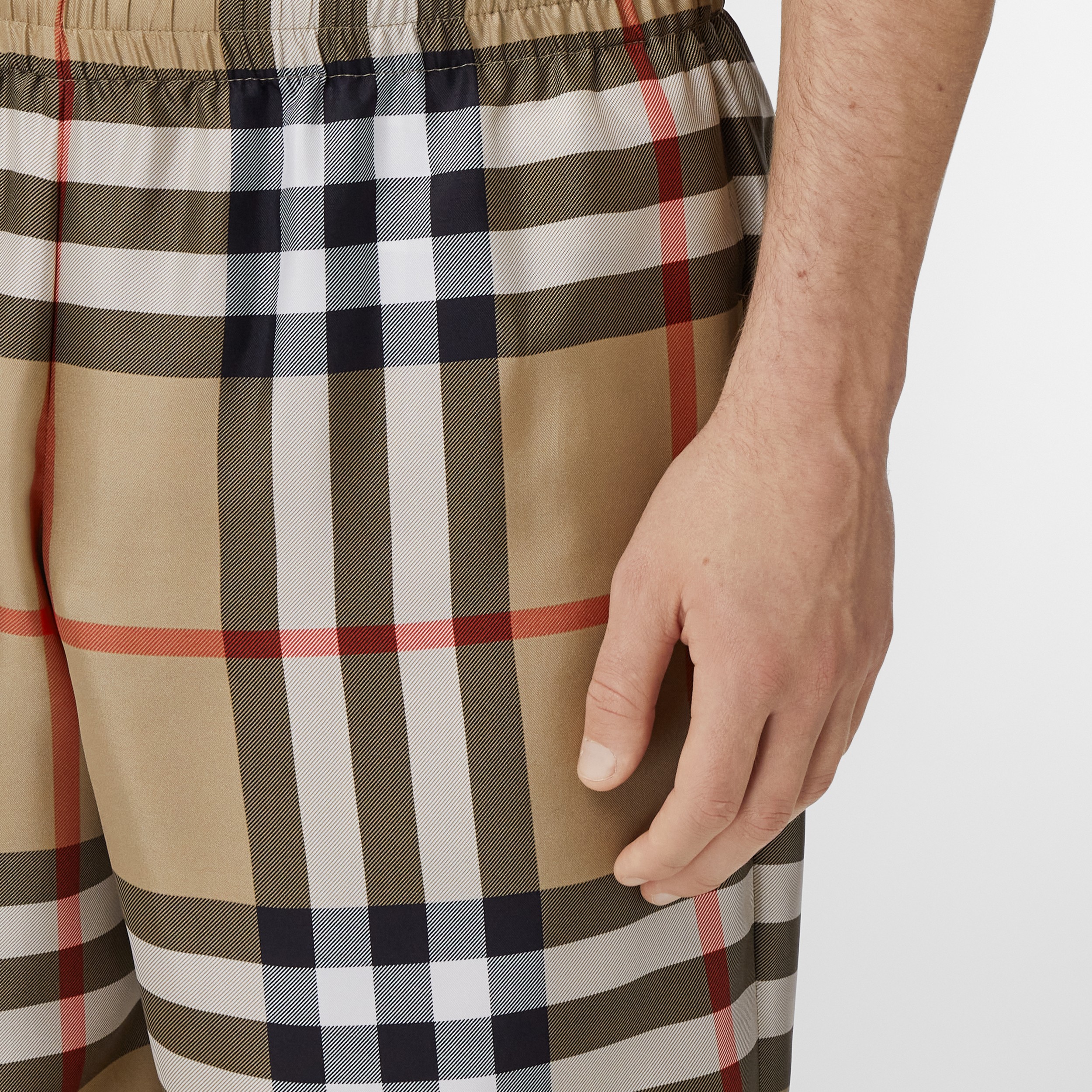 Check Silk Shorts in Archive Beige | Burberry® Official - 2