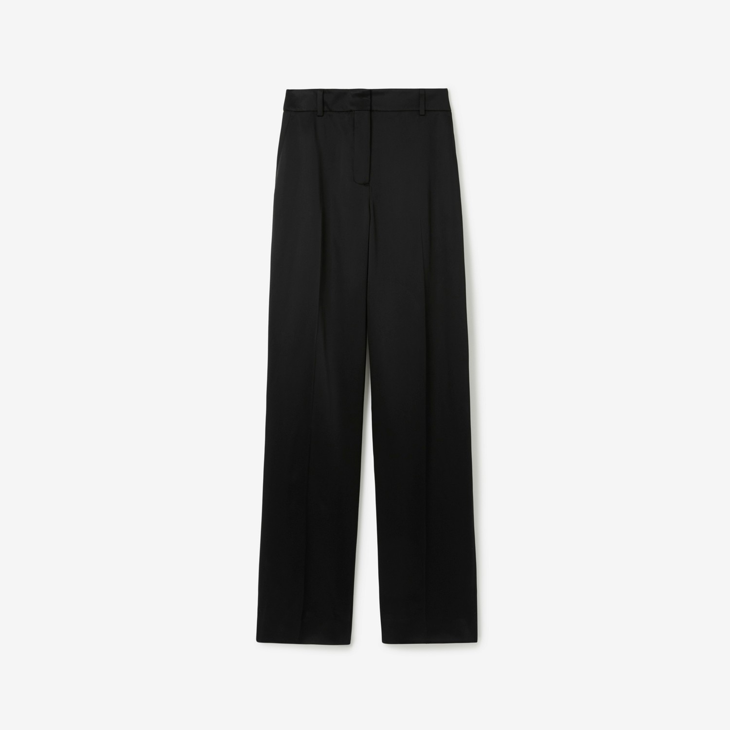 Calças estilo pantalona de cetim (Preto) - Mulheres | Burberry® oficial