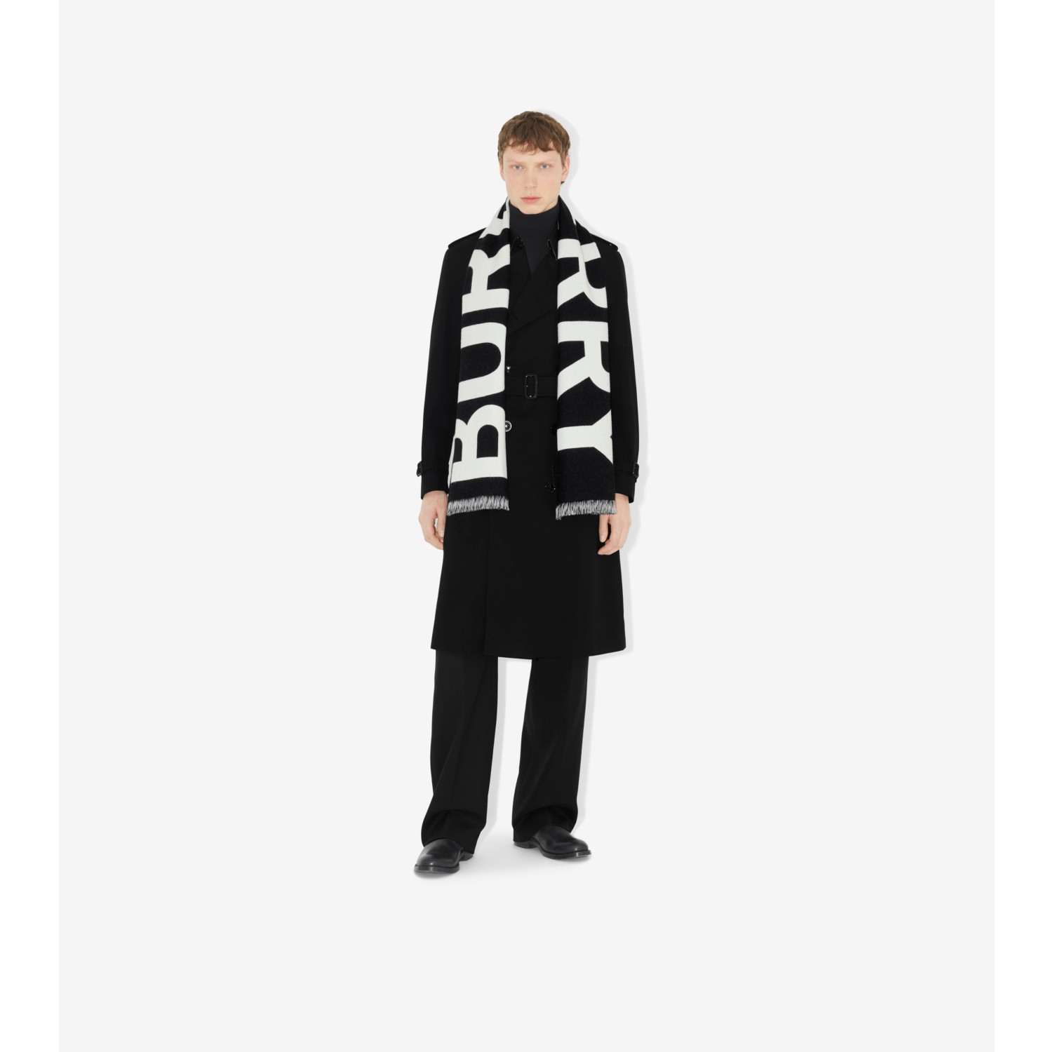 ロゴ ウール ジャカードスカーフ (ブラック) | Burberry®公式サイト