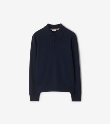 Long-sleeve Cashmere Blend Polo Shirt in Navy - Men | Burberry® Official