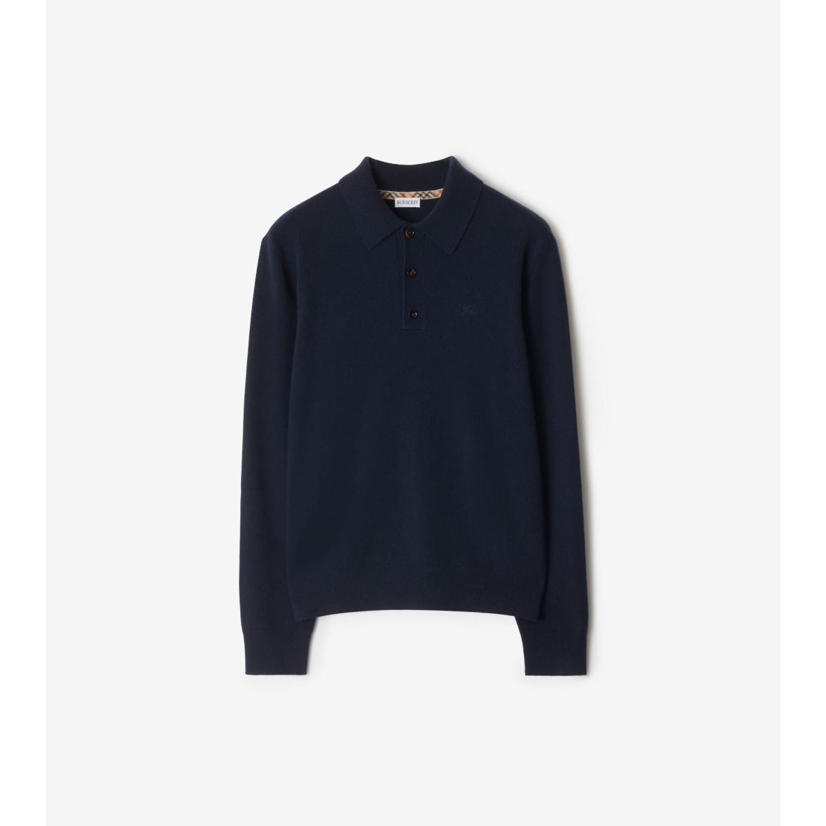  Embroidered Long-sleeve Cashmere Blend Polo Shirt