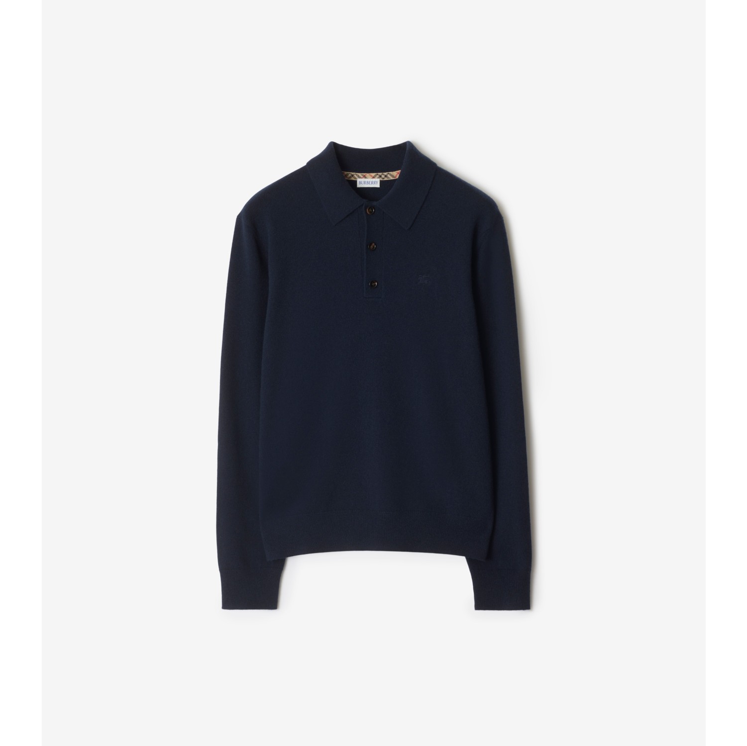 Langärmeliges Kaschmirmisch-Poloshirt
