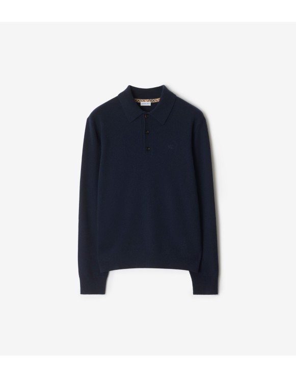 Long-sleeve Cashmere Blend Polo Shirt