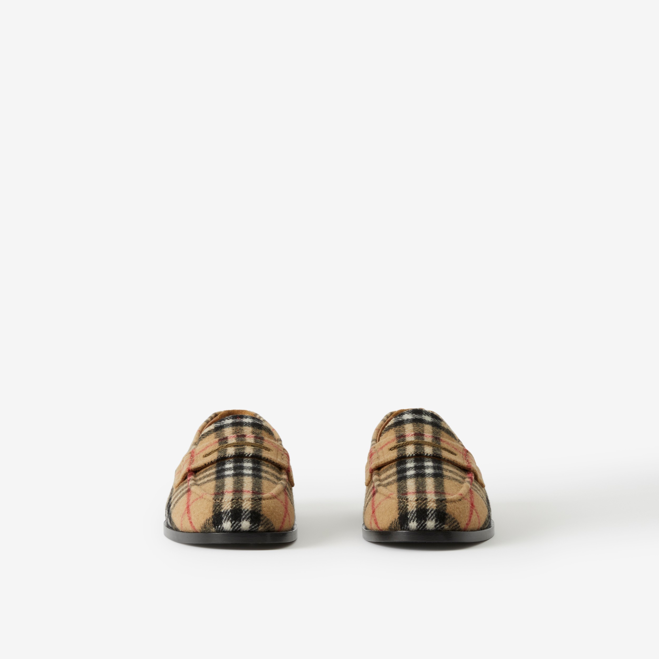 Check Wool Felt Loafers in Archive Beige - Men | Burberry® Official - 2