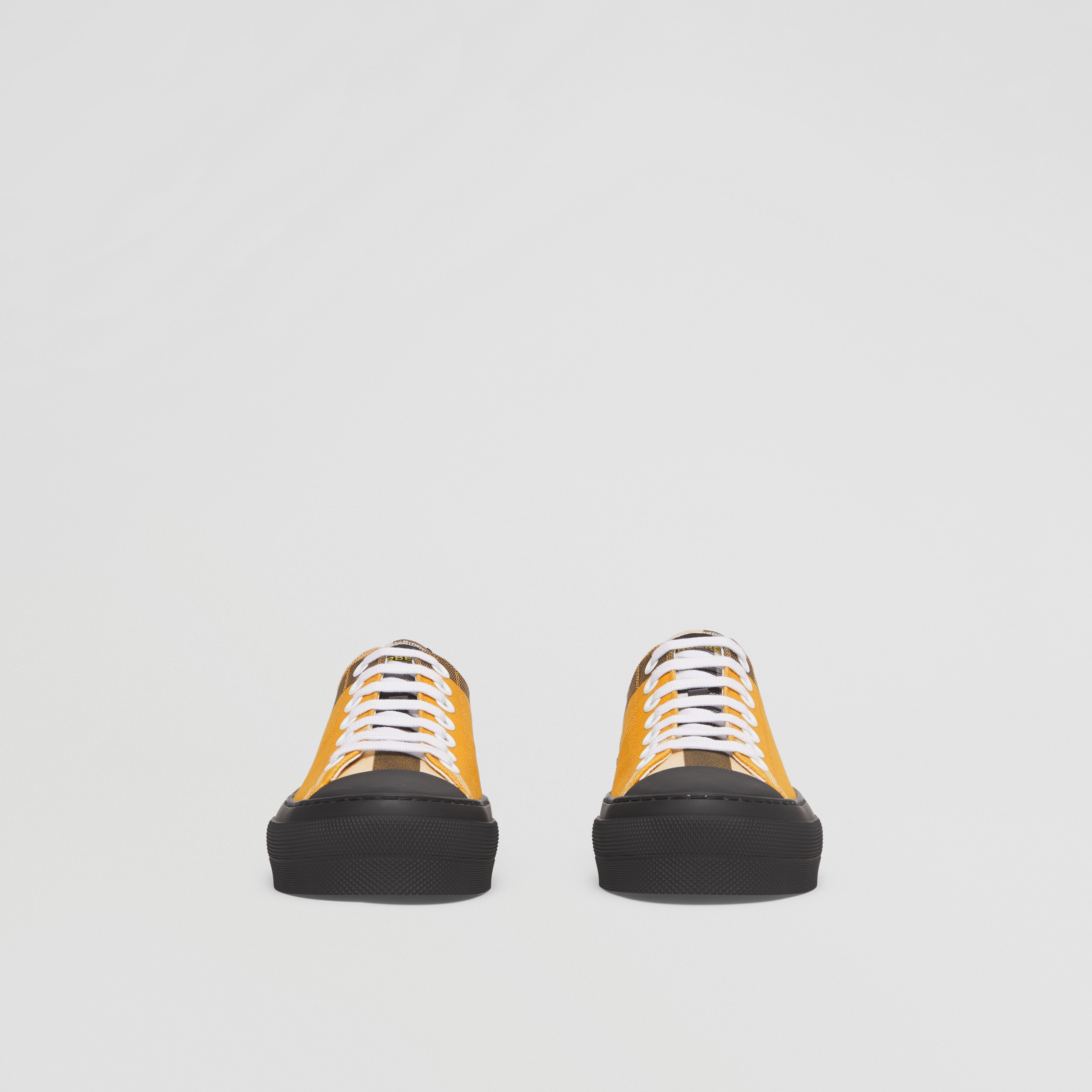 Logo Print Check Cotton Sneakers in Yellow - Women | Burberry® Official - 4