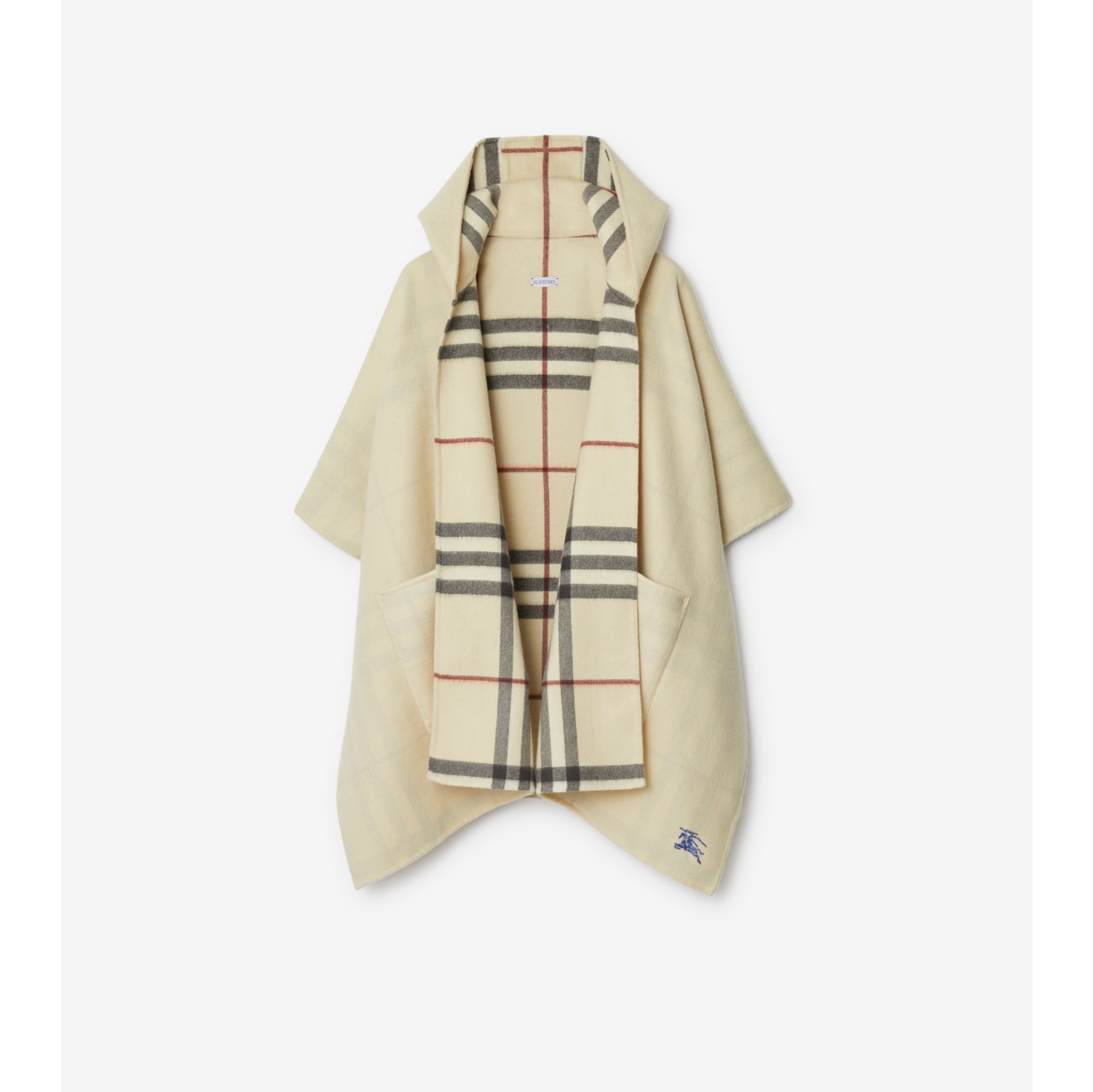 EKD Cashmere Hooded Cape in Stone Burberry Official