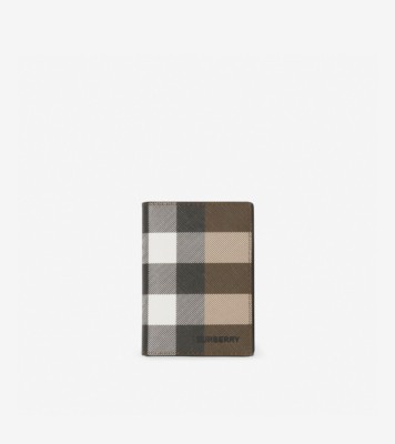 チェック＆レザー フォールディング カードケース (ダークバーチブラウン) - メンズ | Burberry®公式サイト