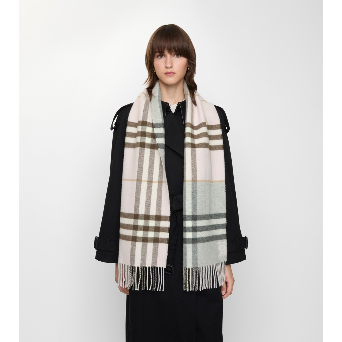  Check Contrast Cashmere Scarf