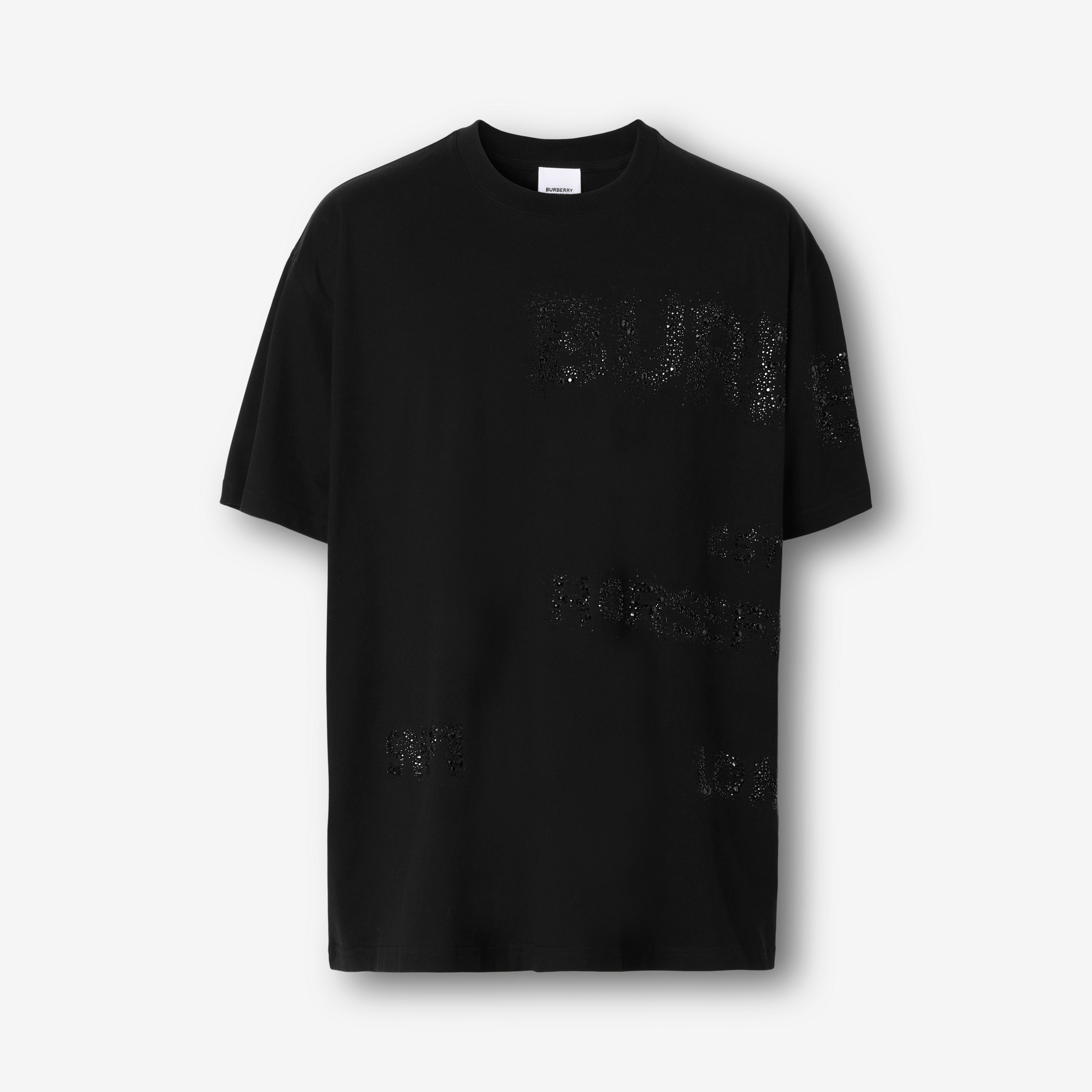 T-shirt in cotone con dettaglio Horseferry in cristalli (Nero) - Uomo | Sito ufficiale Burberry® - 1