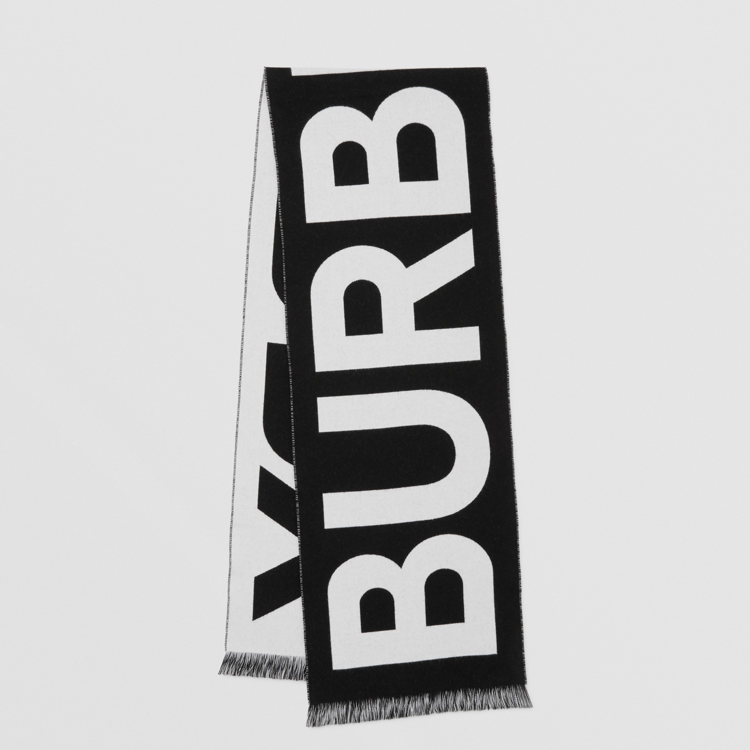 徽标羊毛提花围巾 (黑色) | Burberry® 博柏利官网