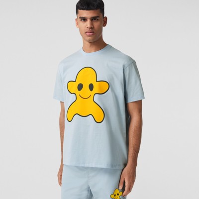 Monster Graphic Print Cotton Oversized T-shirt in Pale Blue - Burberry