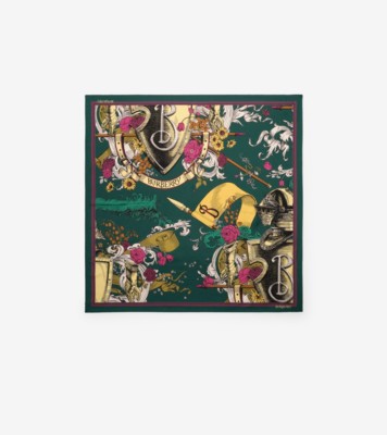 Etched Knight Silk Scarf in Emerald green | Burberry® Official