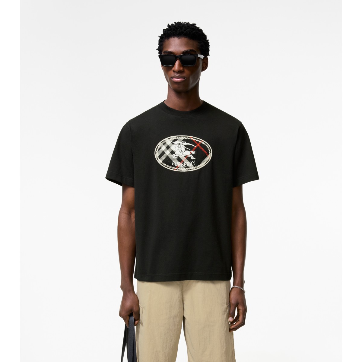  Check Knight Stamp Cotton T-shirt