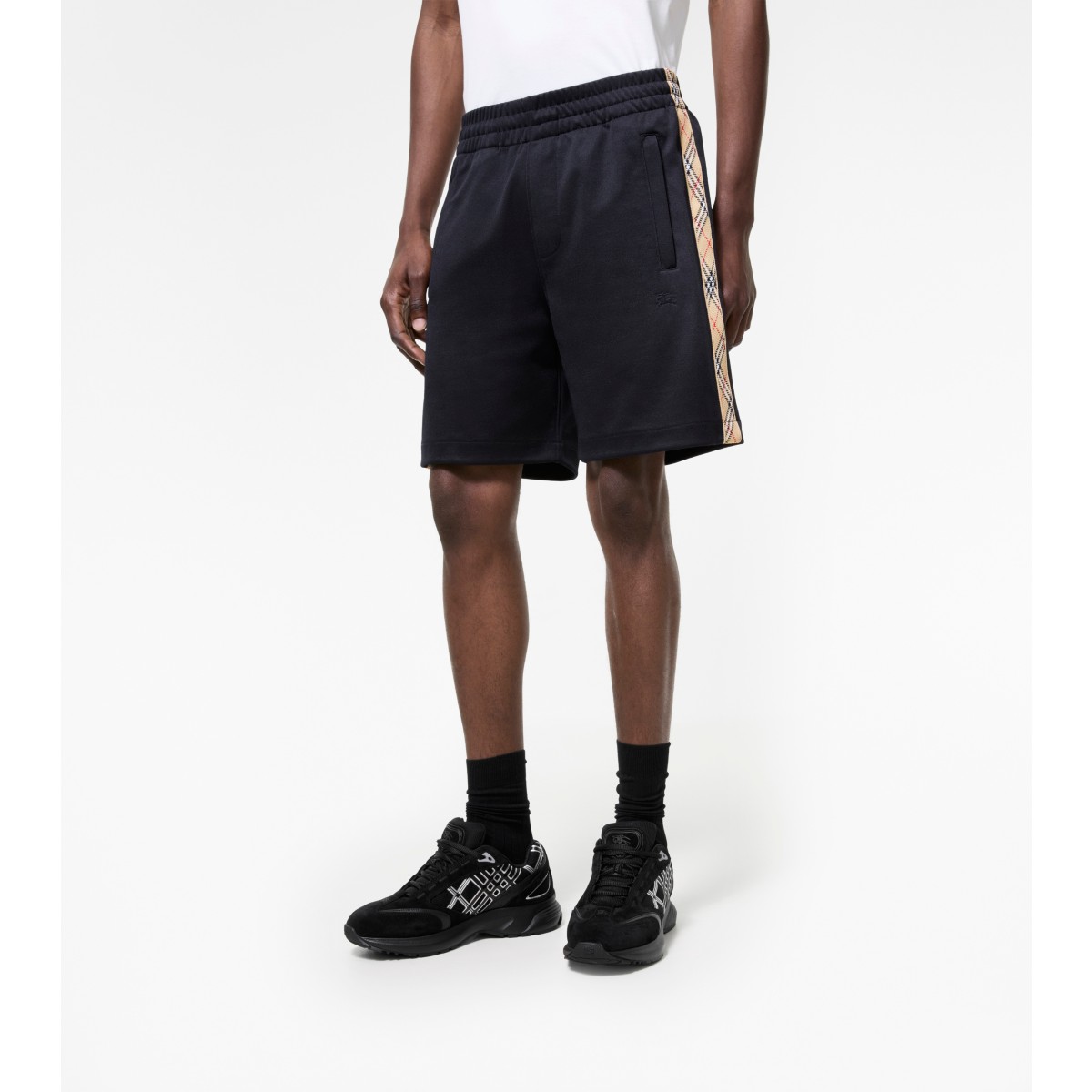  Check Trim Cotton Blend Shorts
