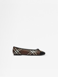 Shot of the Check Canvas Highgate Ballerinas in colour Tobacco Brown