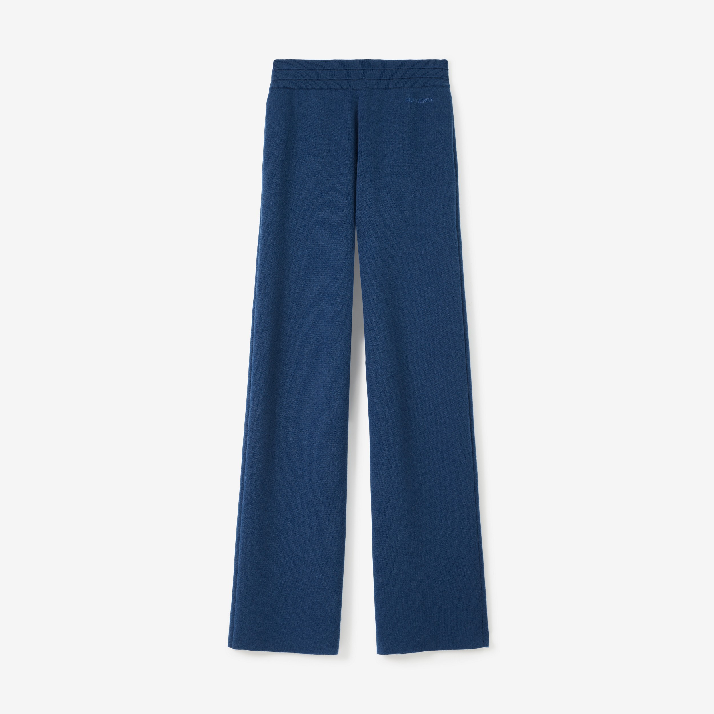 Embroidered Logo Cashmere Blend Jogging Pants in Rich Navy - Women | Burberry® Official - 1