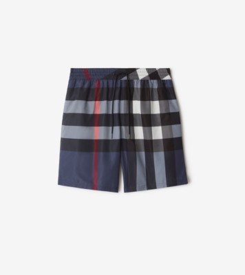 Check Swim Shorts in Carbon blue - Men, Nylon | Burberry® Official