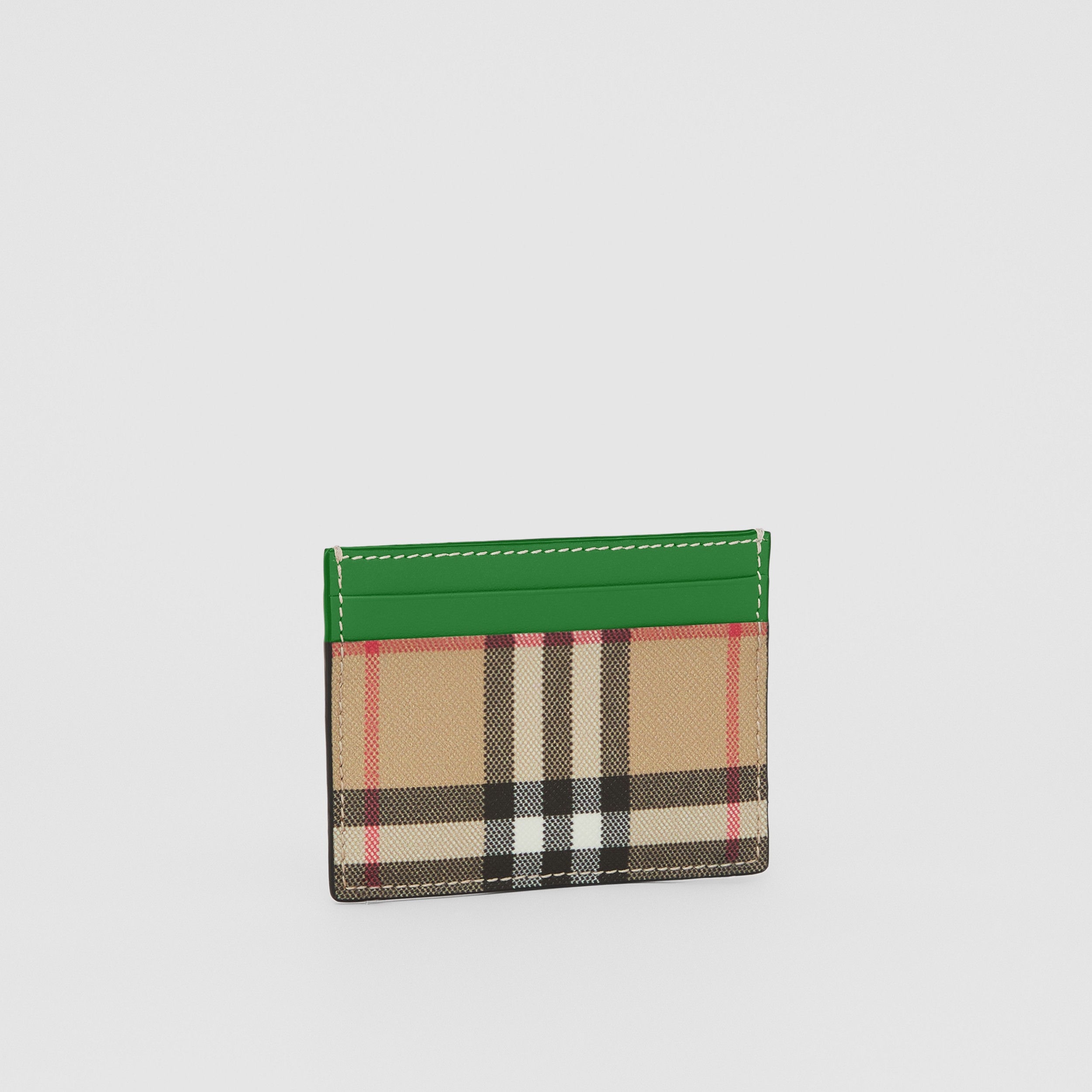 Porta-cartões de couro em Vintage Check (Bege Clássico/verde Hera) - Mulheres | Burberry® oficial - 4